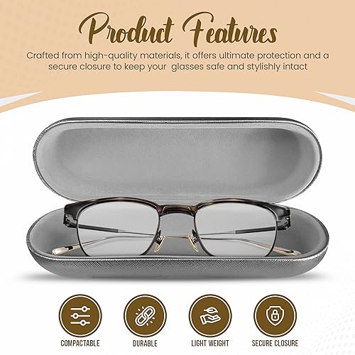 Image of Metal Hard Shell Glasses Case - Lightweight Glasses Case Unisex Eye Glass Case 2 Pack For Travel, Study, Work