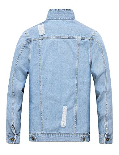 Image of Men`s Retro Vintage Washed Ripped Hip Hop Motorcycle Denim Jacket