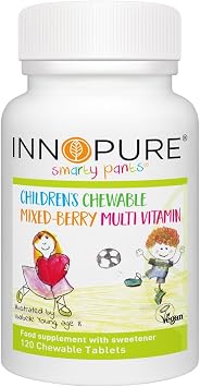 SmartyPants  120 Vegan Chewable Kids Multivitamin Tablets - All B Vitamins, Vitamins D, C and E- Childrens Multivitamins with Iron to Contribute to the Normal Growth of Children - UK Made