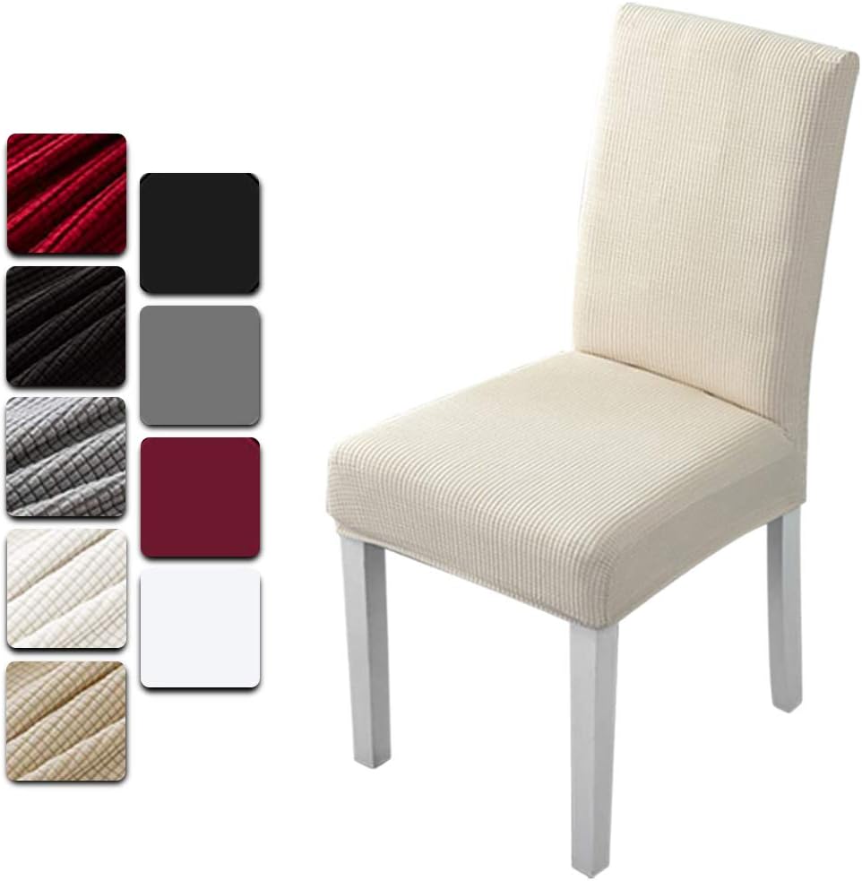 Coprisedie Elasticizzati 4 Pezzi - Impermeabili, Lavabili, Taglia Universale, Per Cucina E Soggiorno (Beige) - Foto 10