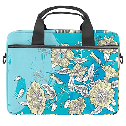 Sac à bandoulière pour ordinateur 13-14 pouces aux motifs de fleurs et nuages