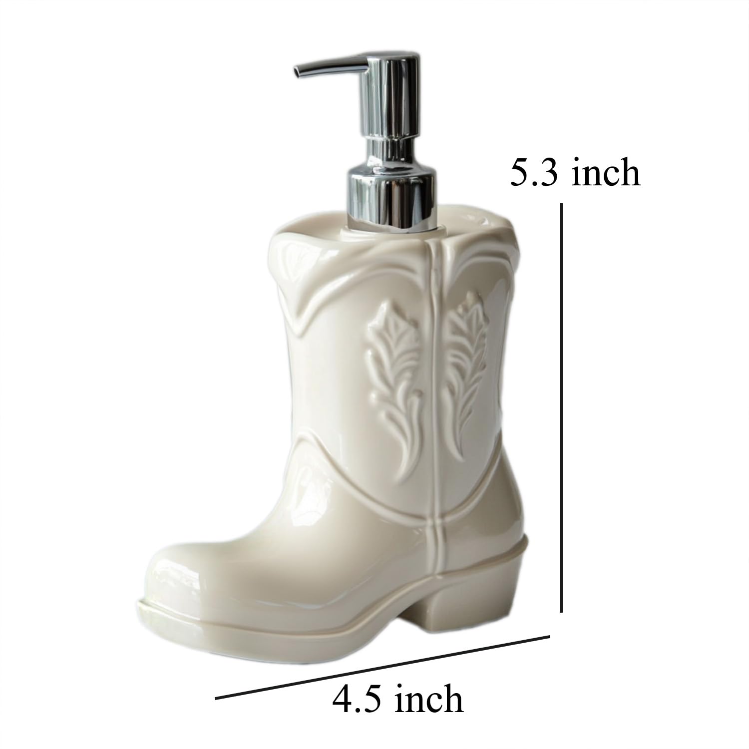 SOCOSY Dispenser di sapone in porcellana bianca, dispenser di sapone per le mani con pompa, bottiglia di sapone liquido ricaricabile per cucina bagno stivali