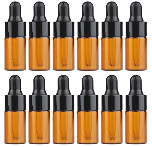 24PCS Mini Amber Glass Essential Oil Dropper Frascos la botella con el...