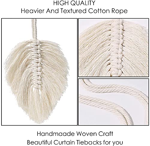 Turbokey Curtain Holdbacks Tassels for Light Curtains or Screens Decorative Curtain Hand-Knitted Cord Tiebacks for Baby Nursery Room Girl\'s Bedroom Window Drapes Wedding Birthday Party (White)