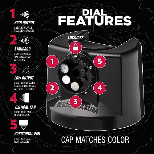 Image of Rust-Oleum Stops Rust Custom 5-in-1 Spray Paint, Gloss Black | Rust Preventive Protective Enamel, Multi Surface (Metal, Wood and More), Adjustable Dial for Better Control, Fast Dry, 6 Pack