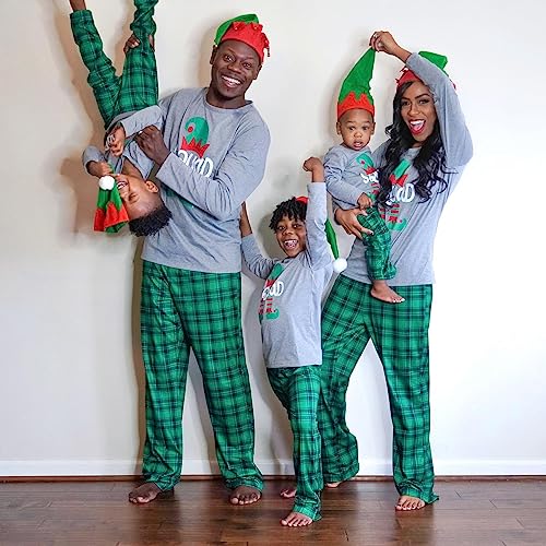 IFFEI Family Christmas Pajamas Matching Sets PJ's Sleepwear Printed Top and Plaid Pants with Pockets4