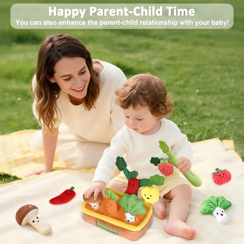 Image of Baby Toys 6-12 Months, My First Fruits Vegetables Color Shape Sorting Montessori Toys, Plush Crinkle Rattle Textures Sensory Toy for 1 Year Old Boys Girls, Toddler Valentines Day Easter Baby Gifts