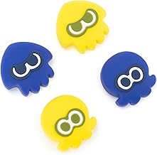 Joycon Thumb Grip Caps Compatible with Splatoon Nintendo Switch, Soft Silicone Joystick Cover for Nintendo Switch/OLED/Lite Controller, 4PCS - Squid & Octopus (Yellow & Purple)