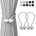 DEZENE Magnetic Curtain Tiebacks,The Most Convenient Drape Tie Backs,2 Pack Decorative Rope Holdback Holder for Big,Wide or Thick Window Drapries,16 Inch Long,Silver Grey