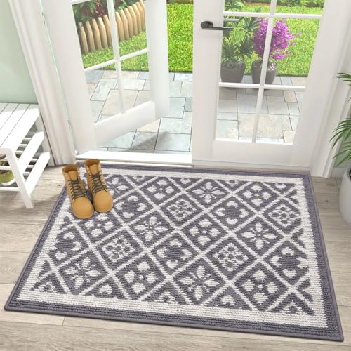 Ileading Tapete para puerta interior de 24 x 36 pulgadas, absorbente, tapete para patas de perro, tapete de entrada de bajo perfil con respaldo de goma antideslizante, lavable a máquina, tapete de