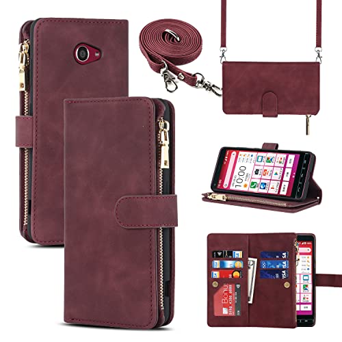 Pelanty for KYOCERA BASIO4 KYV47 縄掛けケース手帳型 かんたんスマホ2 A001KC 携帯カバー 肩掛け斜めがけ ショルダー 合成皮革+TPU マグネット Basio 4 kyv47 財布型カバー ICカード お札入れ小銭入