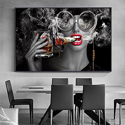 Peinture toile femme moderne affiche de style pop art grand format 80x110 cm sans cadre