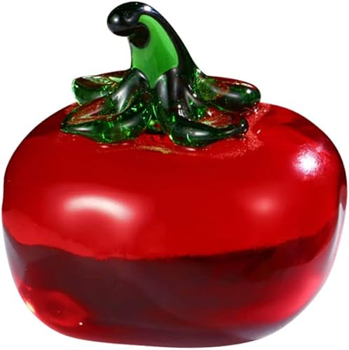 Miniatura 1 de Adorno decorativo de estatua de tomate de cristal, figura de cristal de fruta artificial, pisapapeles de mesa, adorno de cristal para oficina en