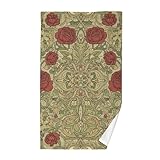 SyXIOP Juego de toallas de baño decorativas con diseño de rosas rojas vintage de William Morris de 28 x 16 pulgadas