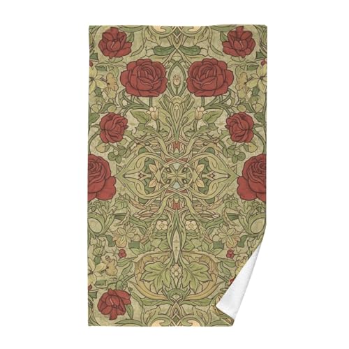 SyXIOP Vintage Red Roses William Morris Pattern decorative bath towels towel and washcloth sets towels washcloths 28"x16"