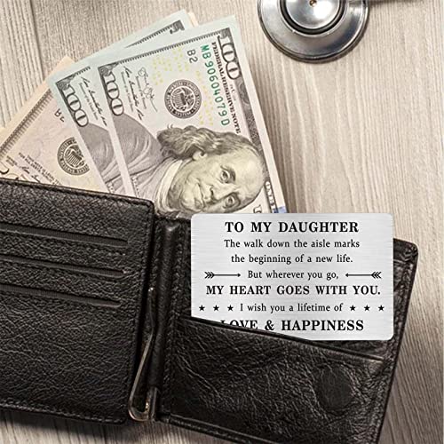 Alotozo Daughter Wedding Day Gifts, Bride Wedding Card from Mom and Dad, to Our Daughter Wedding Keepsake Engraved Wallet Card3