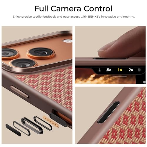 BENKS ArmorGrid ArmorPro Case for iPhone 17 Pro Max with Camera Control Button, [Compatible with Magsafe] Military Grade Protective Case Built with Dupont Kevlar Aramid Fiber, Orange by BENKS - Used condition - Image 4