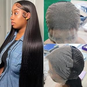 Full Lace 13×6 Straight Frontal Wig Human Hair 180% Density Pre Plucked Bleached Invisible Knots Transparent HD Full Lace Front Wigs Human Hair for Black Women 12A Brazilian Straight Wigs 28 inch