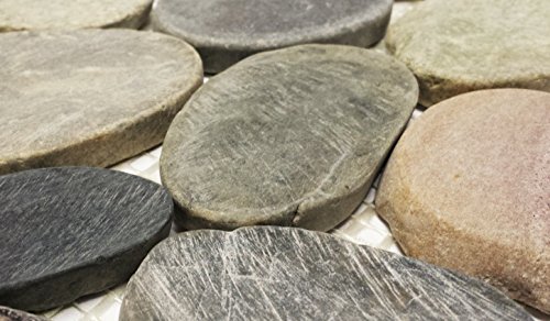 Interlocking Pebble Floor Tiles (5-Pack) Kitchen, Bathroom, and Patio Flooring | Indoor and Outdoor Use | Granite Medley Color Stones | Quick and Easy Grout Installation
