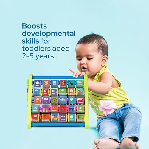 Image of FLYI 8-in-1 Activity Triangle for Kids | Learn Tamil with Image, Abacus, Writing & Drawing Board, Spin Gear, Learn Clock | STEM Educational Activity Cube Toy for Toddlers | Best Return Gift | 3+Years