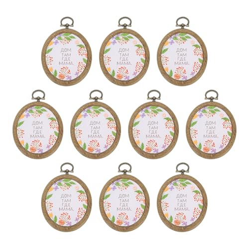 Image of PATIKIL 10 Pieces 3 inchx2.4 inch Embroidery Hoops Frame Imitated Wood Oval Cross Stitch Hoop Ring for Embroidery Art Craft Handy Sewing Decoration