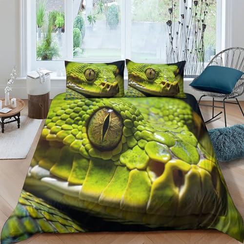 Housse de couette serpent parure de lit 3D animal imprimé microfibre 3 pièces 200x200cm - 2