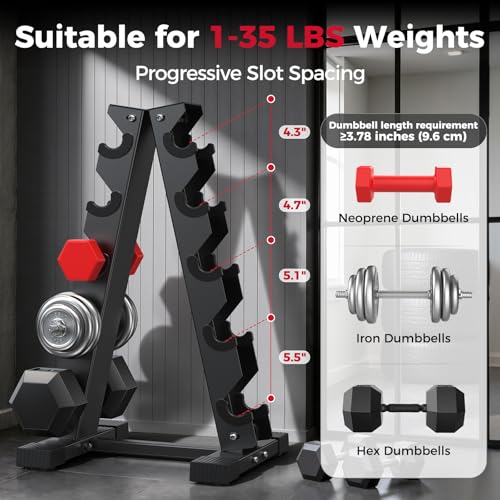 Image of Dumbbell Rack Stand Only, Weight Rack for Dumbbells Compact A-Frame Home Gym Space Saver, 480 /800 LBS Weight Capacity