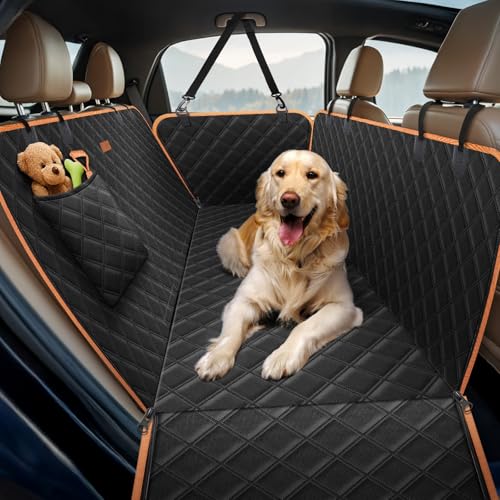 Lantoo Dog Seat Cover, Upgrade Large Back Seat Pet Seat Cover Hammock for Cars, Trucks, SUVs with Nonslip Backing, Side Flaps, Waterproof, Soft (Black)