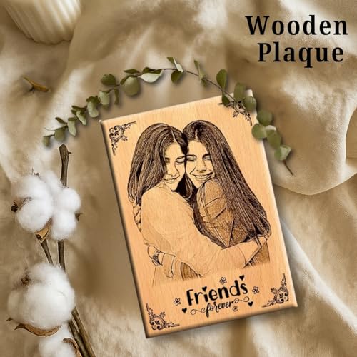 Image of Amazing gifts Rectangular Unique Friendship Day Gift - Personalize Engraved Wooden Plaque 6X4 Inches, Tabletop
