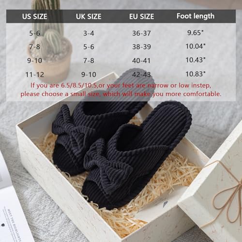 Image of GOEWY Cute Slippers for Women Indoor and Outdoor Cozy Soft Bow Open Toe Womens Slippers with Memory Foam Anti-Skid Sole Slides Spa Birthday Gifts for Women Mom Her Ladies Bridesmaid