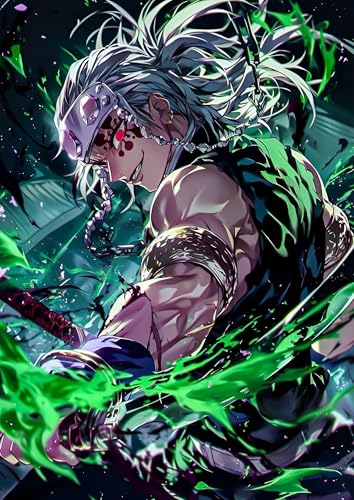 Image of NIJUKA Anime Printed A4 Size Metal sheet Poster For Home And Room Decoration | For Anime Art Fans Boys And Girls (Uzui Sound Hashira)