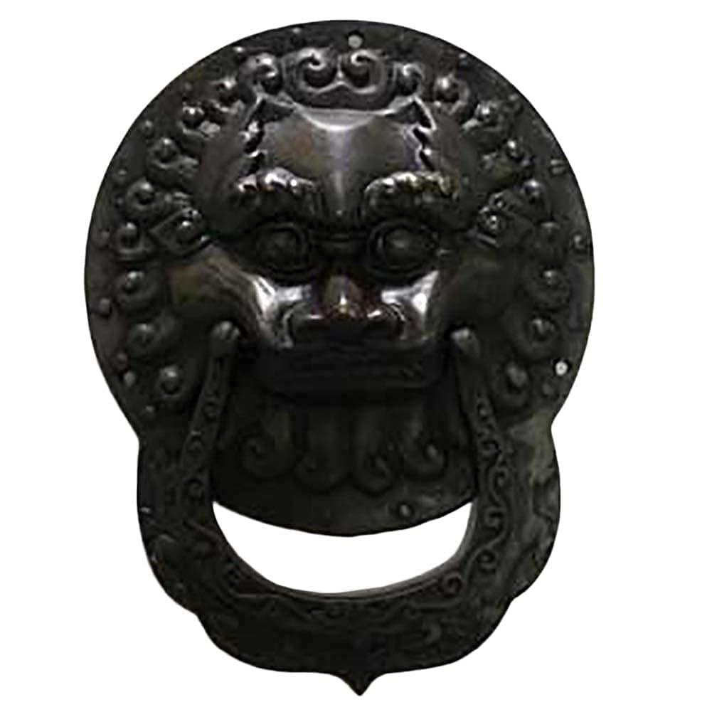 Heurtoir de porte d'entrée vintage lions avec poignée en laiton noir