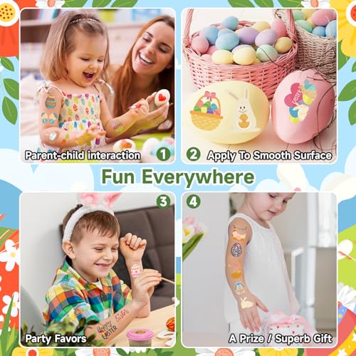 Easter Egg Fillers Goodies for Kids, 50 Sheets Easter Tattoos for Kids Bulk Individually Wrapped Party Supplies Favor, Easter Temporary Tattoos Stickers for Kids Goodie Basket Stuffers - Image 7