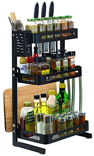 Sorbus 3-Tier Kitchen Spice Rack Utensil Holder, Countertop Freestanding Shelf Organizer for Jars
