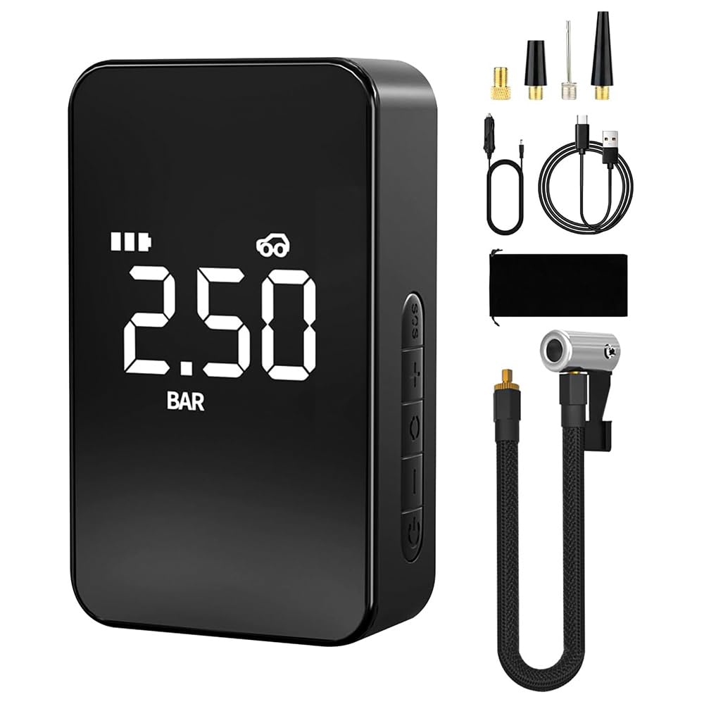 Pompe de gonflage de pneus 6000mAh, avec tuyaux gonflables de 40cm, avec écran LCD, pour Voiture, Moto, vélo