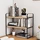 Dreamhousey 2-Etagen Holz-Bücherregal, Desktop-Organisator, Büro-Organisator, Schreibtisch-Speicherregal (Schwarz+Holz Farbe)