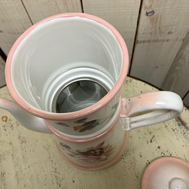 Amazon | 野田ホーロー 花柄アンティーク 2段 コーヒーポット | 有限