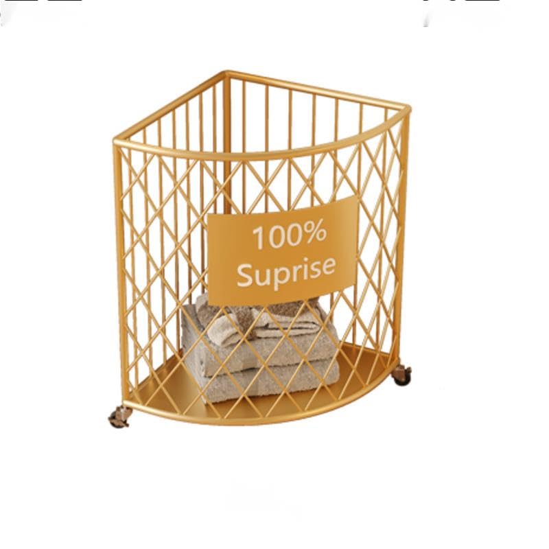 Wäschekorb Leichter, luxuriöser Eckkorb for schmutzige Kleidung, Wohnzimmer, Puppenspielzeug, Aufbewahrungskorb for Zuhause, Badezimmer, mobiler Wäschekorb Wäschesammler(Gold,L)