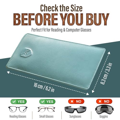 Image of ALLEN & MATE 100% Leather Slim Glasses Case for Reading and Computer Glasses for Men & Women
