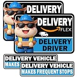SIMENTY Car Magnets Flex Driver,Heavy Duty Reflective Flex Delivery Driver Car Sign,Car Magnets Rural Carrier Delivery for Cars, SUV, Trucks,Bumper Sticker 4pcs