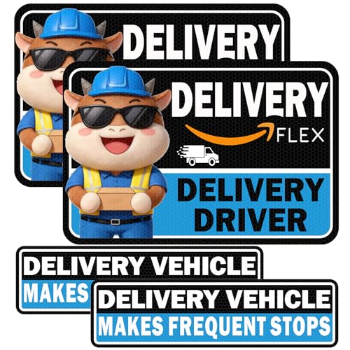 SIMENTY Car Magnets Flex Driver,Heavy Duty Reflective Flex Delivery Driver Car Sign,Car Magnets Rural Carrier Delivery for Cars, SUV, Trucks,Bumper Sticker 4pcs
