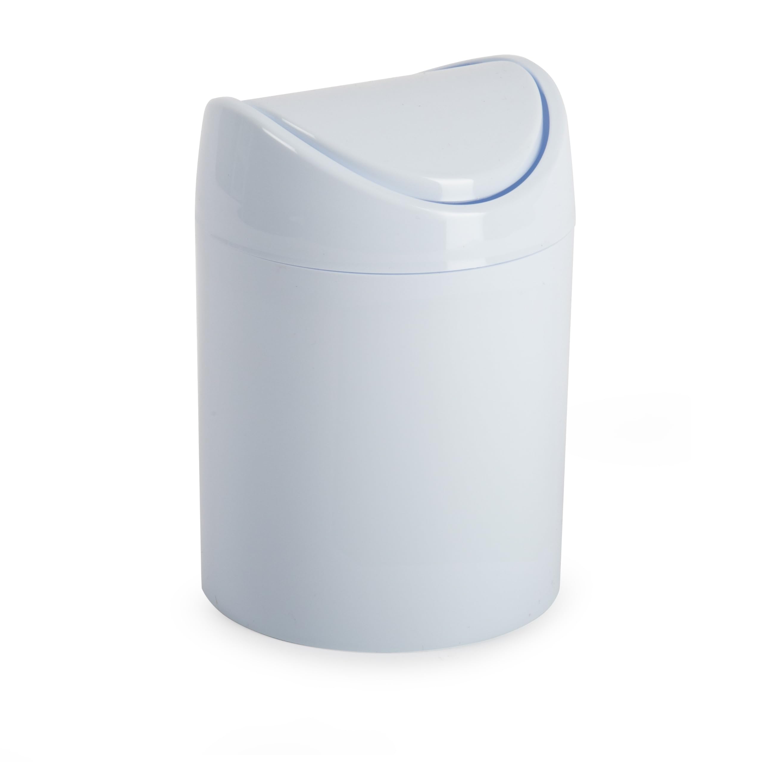 CABLEPELADO Papelera basculante plástico para mesa, Mini Basurero de Mesa, Cubo de Basura para Escritorio, Papelera de Oficina Pequeña, Papelera de Plástico con Tapa Basculante, 1.4 Litros, Blanco