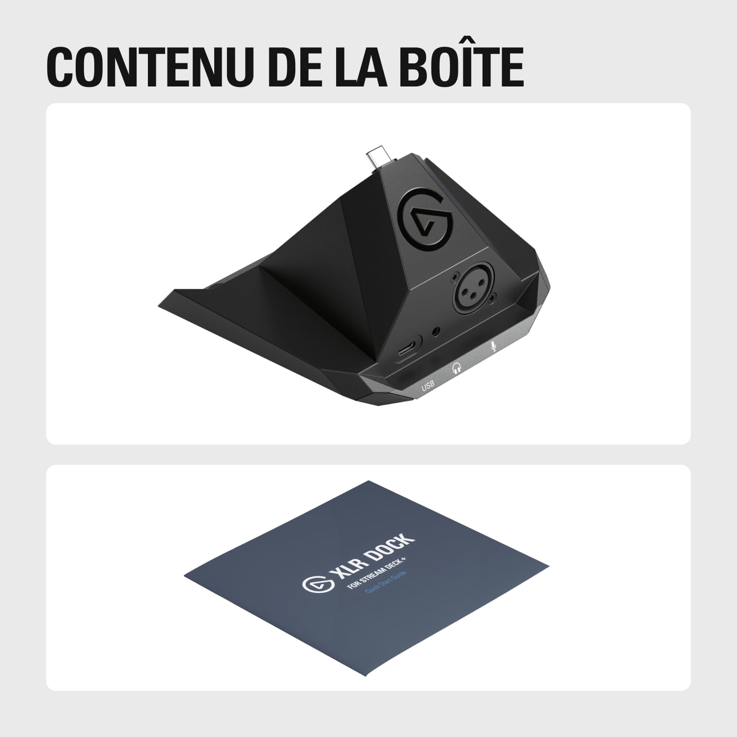 Elgato XLR Dock – Pour Stream Deck + | Interface micro XLR vers USB, mixage audio personnalisable, gain 75 dB, alimentation fantôme, Clipguard, Mac/PC