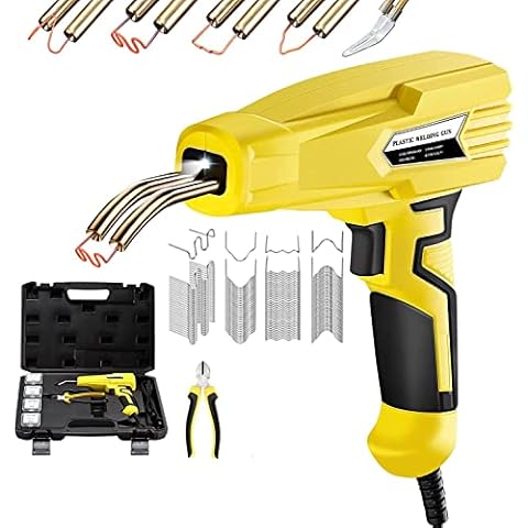 100W Plastic Welding Kit, Seesii 3s Quick Heating Plastic Welder Gun w/ 4 Types Staples, Hot Stapler Welding Repairing Crack Machine for Car Bumper Repair Cover