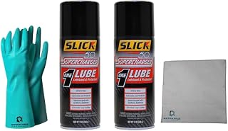 Slick 50 Supercharged Lubricant Spray with Protective Gloves, 2-Pack Bundle, Includes Microfiber Cloth, Multi-Purpose Penetrating Oil for Automotive, Tools