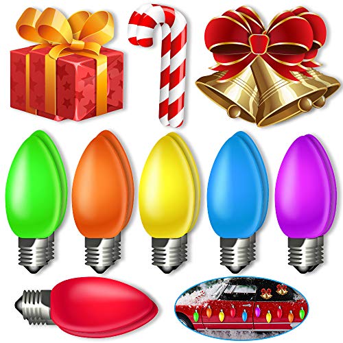 18 PCs Christmas Car Magnetic Decoration Jumbo Lights and Ornaments for Winter Holiday