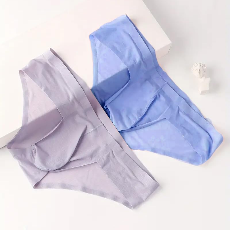 2 Pcs Men's Briefs UltraThin Fashionable, Slightly Transparent, Moisture3