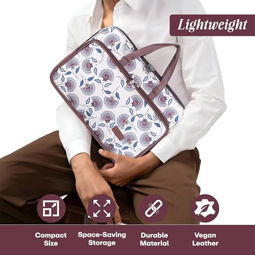 Image of Protecta Stride Floral Printed Laptop Messenger Bag for Men and Women for Office 16 inch Use Macbook Office Briefcase Bag Print Padded Sleeve Straps Durable Design Lightweight 18L Flower Print