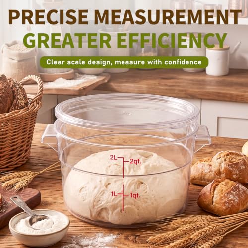 Image of Ziliny 1 Pcs 2 Qt Dough Proofing Container with Lid and Red Scale, Clear