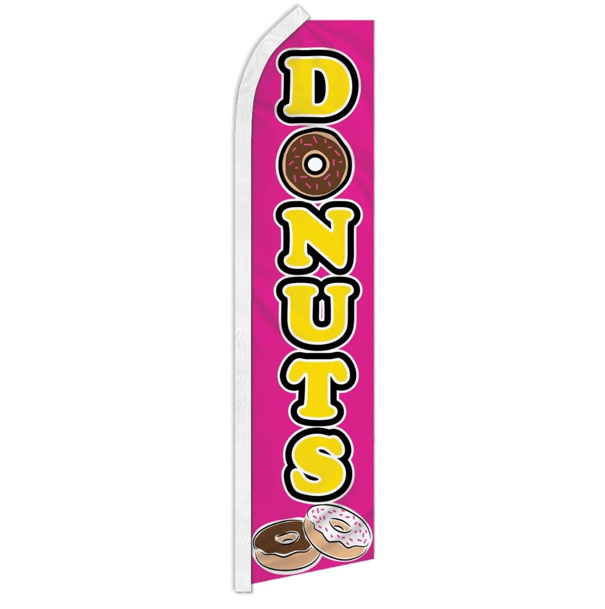Donuts (Pink) Swooper Feather Advertising Flag - Great for Food Trucks, Donut Shops, Coffee Shops, etc